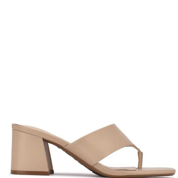 Nine West Shoes - Nine West Gelina 9x9 Block Heel Slide Sandals Beige Size 7.5